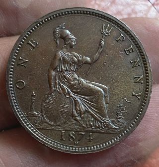 Victoria 1874 H Bronze Proof Freeman 7,  H Grade Ef Rare