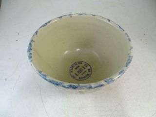Antique Red Wing Spongeware Advertising Mixing Bowl Plainfield Wi 7.  5 " Wide Vtg