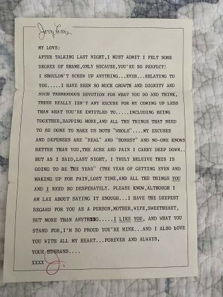 Rare Letter From Jerry Lewis To Wife Patti Lewis