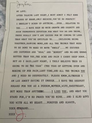 RARE letter from JERRY LEWIS to wife PATTI LEWIS 2