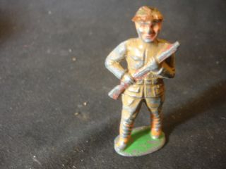 Old Vtg Antique Military Lead Toy Soldier Figure With Gun Rifle Train Garden