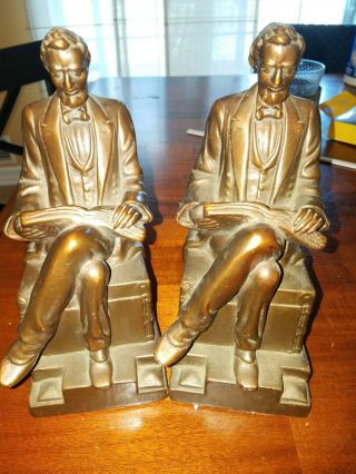Old Antique/vintage Abraham Lincoln Bronze Bookends