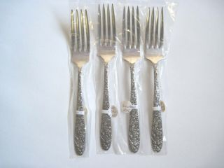 4 Vintage Silver - Plate Flatware National Silver Co.  Narcissus Forks 7 " Aa - Plus