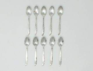 Fascination Silver Plate Demitasse Spoons,  Set Of 10,  Brittany Rose 1948,  4 3/8 "