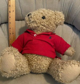 Polo Ralph Lauren Teddy Bear With Red Polo Shirt Stuffed Animal Plush Toy 16 "
