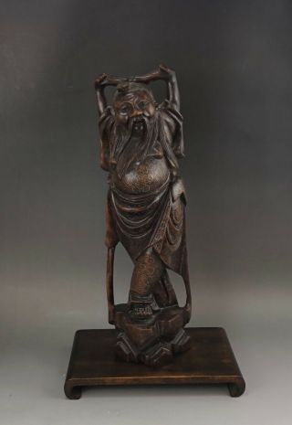 A Large/fine Chinese Early 20c Silver Inlaid Hardwood Figure - Republic