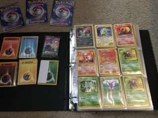 Huge Binder Full Of Old School Pokemon Cards,  Holos,  Rares,  Base Set First Ed