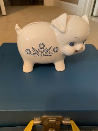 Corning Ware Blue Cornflower Piggy Bank With Red Stopper Rare Vintage
