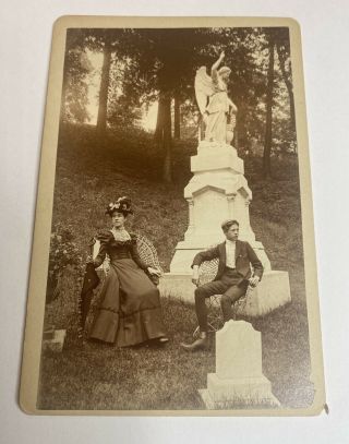 Fort Hill Cementary 1800’s Rare Couple Black And White Photo Auburn Ny