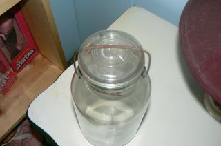 VERY RARE Clear Wire / CANING JAR 1/2 GALLON canning Jar with Lid T/F 10 3