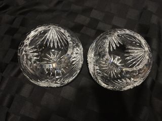 2 Vintage Heavy Crystal Cut Glass Rose Bowls or Candle Holders,  about 4 