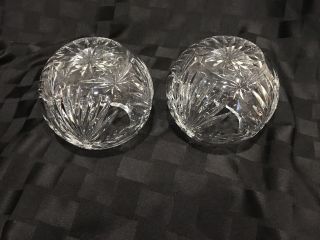 2 Vintage Heavy Crystal Cut Glass Rose Bowls or Candle Holders,  about 4 