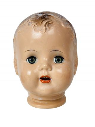 Vintage Large Doll Head Sleepy Eyes Hard Plastic Molded Hair Parts For 21” Dolls