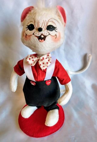 Vintage Annalee Mouse Red Heart Buttons 10 " Valentine Plush