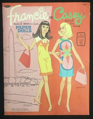 Vintage 1967 Whitman - Francie (barbie’s Modern Cousin) And Casey Paper Dolls