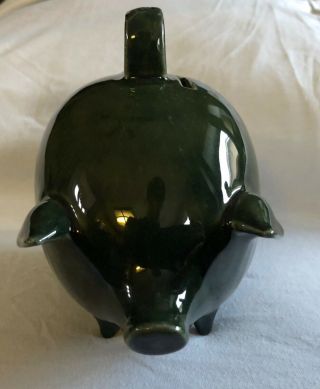 Vintage Ceramic Porcelain Coin Piggy Pig Bank Green Glaze Rare