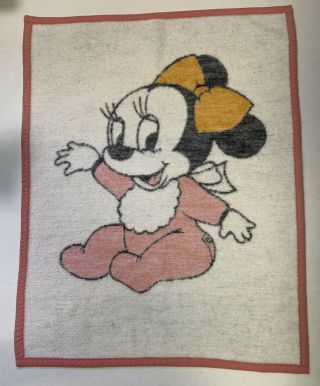 Vintage Rare Biederlack Disney Minnie Mouse Baby Map Throw.  28” X 42”.  Awesome