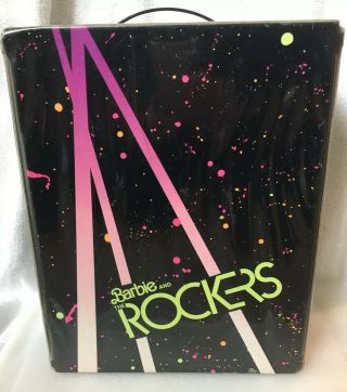 Vintage Mattel Barbie And The Rockers Black Neon Fashion Doll Case Trunk 1985