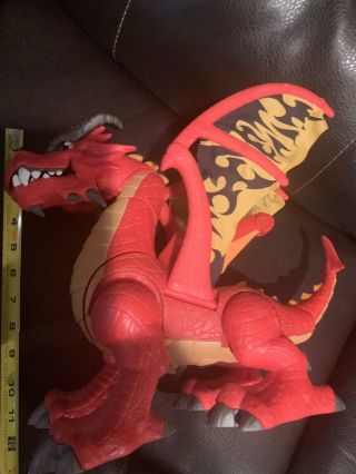 Huge Rare Fisher Price Imaginext Castle Red Dragon Moves Dinosaur Awesome