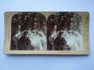 1895,  Christmas Dinner,  B.  L.  Singley,  Rare Keystone Stereoview Card 2
