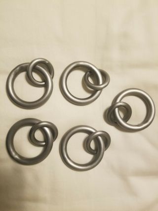 5 Pottery Barn Pb Standard 1.  25” Antique Pewter Curtain Rings W/small Rings