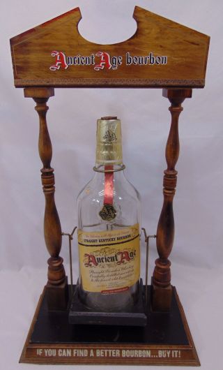 Vintage Ancient Age Bourbon Whiskey Gallon Advertising Bottle Display Stand Rare