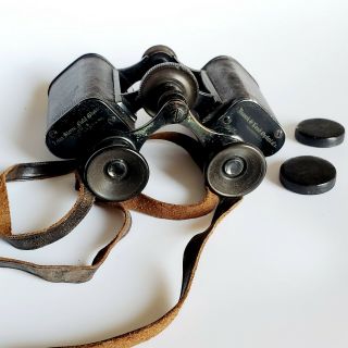 1897 Antique Zeiss Stereo Field Binoculars Us Navy W/strap Vintage Very Rare