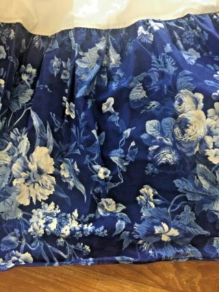 Ralph Lauren Home Twin Size Bedskirt Dust Ruffle Blue Floral Rare 13.  5 " Drop