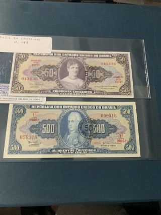 Brazil - 50 Centavos On 500 Cruzeiros 1967 - P 186 184 Rare Uncirculated