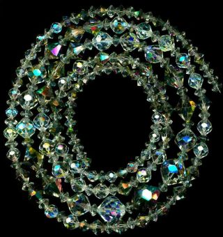 Beads Swarovski Cut Austrian Crystal Ab Flash Clear Faceted 6 - 16mm 43 " Vintage