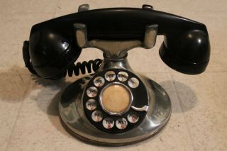 Rare Vintage Antique D6 Rotary Phone Desk Telephone Rare Chrome Base
