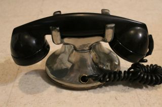 Rare Vintage antique D6 Rotary Phone Desk Telephone Rare Chrome Base 2