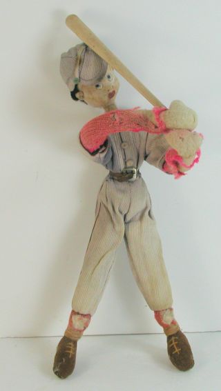Vintage Rare Early 1900s Unique 12 " Baseball Doll Cloth Painted Face - Steiff????