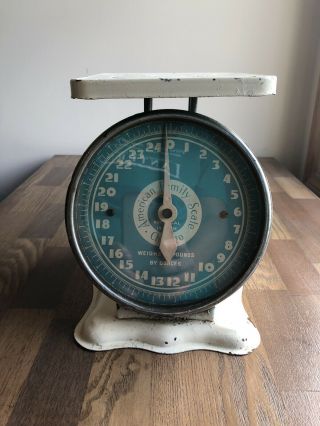 Vintage Antique American Family Kitchen Scale 25 Lb With Glass Front,
