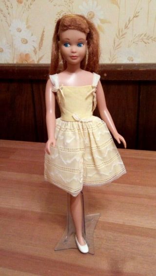 Vintage Barbie Rare Redhead Sl Skipper 1963 Mattel & Flower Girl 1904 Dress
