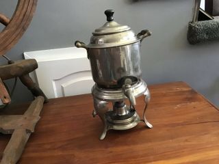 Antique Manning,  Bowman & Co Meteor Percolator Coffee Pot W/stand & Burner