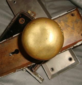 Vintage Door Knob Set With Lock Brass Backplate Vintage Antique 2 Knobs