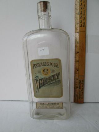 Antique Labeled Whiskey Bottle Sprinfield Mass - Embossed Bear W H Jones& C