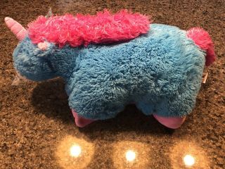 Rare Hard To Find Pillow Pets 18” Blue And Pink Unicorn Plush Stuffed Animal Toy