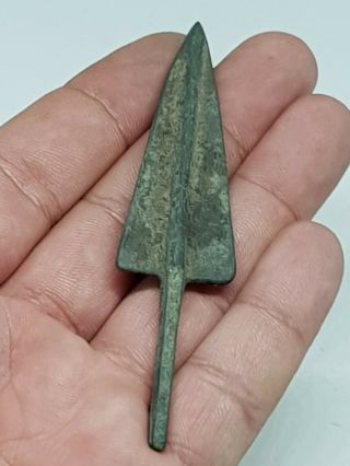 Stunning Very Rare Intact Ancient Roman Bronze Arrowhead 27,  2 Gr.  95 Mm