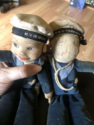 Set Of Two Vintage Sailor Dolls Made In England By Norah Wellings