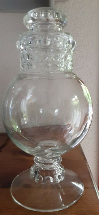 Vintage Dakota Drug Store Apothecary Candy Globe Jar Clear Glass 14 " Tall