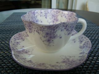 Rare Shelley Dainty Purple Teacup And Saucer