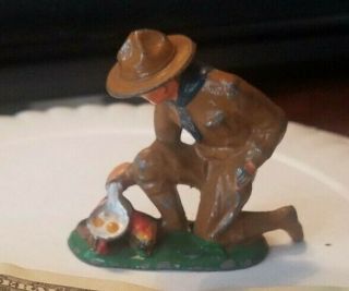 Vintage Antique Lead Toy Boy Scout Cooking Figure Appr.  2.  25 Inches