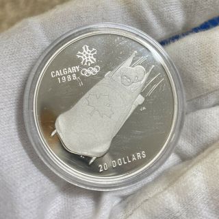 1988 Calgary Winter Olympics Canada 20 Dollars Silver Rare 1987 Bob Sled