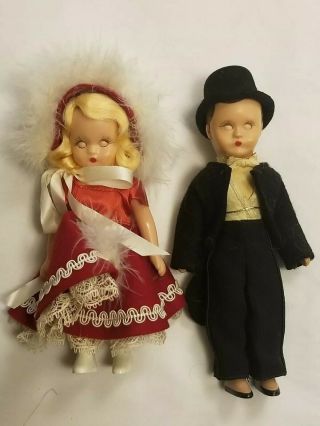 2 Vintage Nancy Ann Storybook Plastic Dolls Boy & Girl