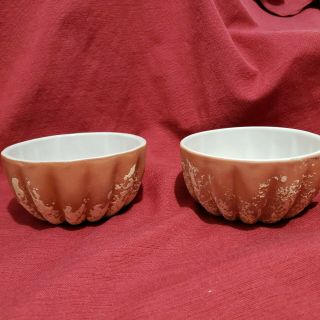 Vintage Frankoma Set Of 2 Pottery Bowls Clay Terra - Cotta Vintage Usa Made Rare