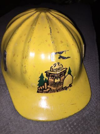 Vintage 1960s Aluminum Hard Hat Smokey The Bear Us Government Forest Ranger Rare