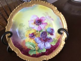 Antique Limoges Coronet Hand Painted Signed Rancon Flowers France