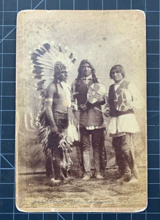 Rare Cabinet Card Albumen Photograph Western Native American Musicians 1880s